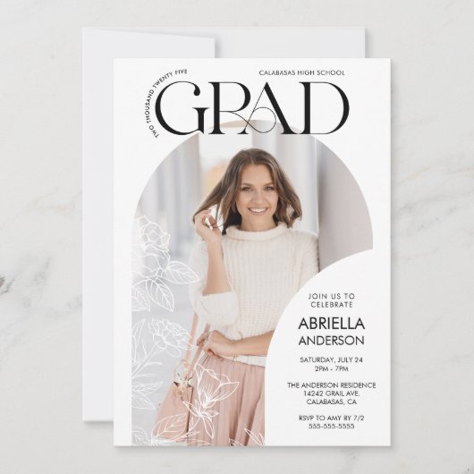 Elegant Grad Arch Blumenbilder Einladung (Vorderseite)