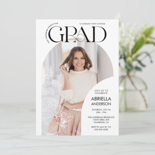 Elegant Grad Arch Blumenbilder Einladung (Stehend Vorderseite)