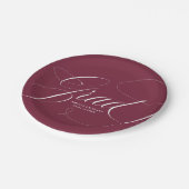 Elegant Grad Calligraphy Script Maroon Abschluss Pappteller (Schrägansicht)