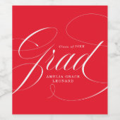 Elegant Grad Calligraphy Script Roter Abschluss Weinetikett (Einzelnes Label)