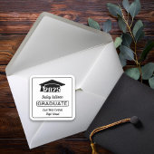 Elegant Grad Cap 2025 Graduate Black | Weiß Quadratischer Aufkleber