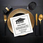 Elegant Grad Cap 2025 Graduate Black | Weiß Serviette
