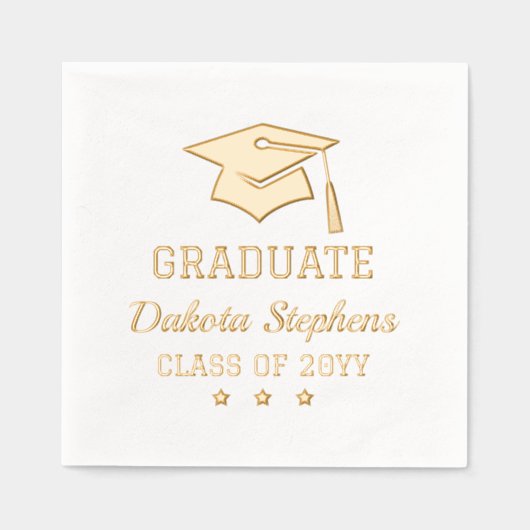 Elegant Grad Cap and Stars Graduate Class Year Servietten Mit Folie (Vorderseite)