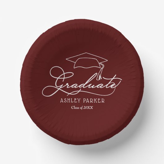 Elegant Grad Cap auf Dark Maroon Pappteller (Vorderseite)