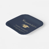 Elegant Grad Cap Blue Gold Graduation Party Pappteller (Gewinkelt)