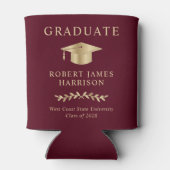Elegant Grad Cap Burgundy Gold Graduation Party Dosenkühler (Rückseite)