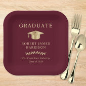 Elegant Grad Cap Burgundy Gold Graduation Party Pappteller
