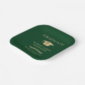 Elegant Grad Cap Green Gold Graduation Party Pappteller (Gewinkelt)