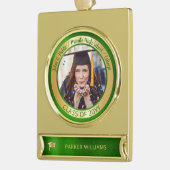 Elegant Grad Cap School Graduate Abschluss Foto Banner-Ornament Gold (Links)