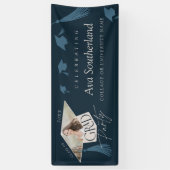 Elegant Grad Cap & Tassel Foto Graduation Party Banner (Vertikal)