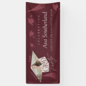 Elegant Grad Cap & Tassel Foto Graduation Party Banner (Vertikal)