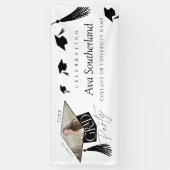 Elegant Grad Cap & Tassel Foto Graduation Party Banner (Vertikal)