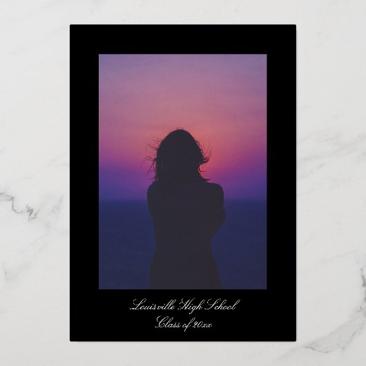 Elegant Grad Foil Foto Abschluss Ankündigung (Rückseite)