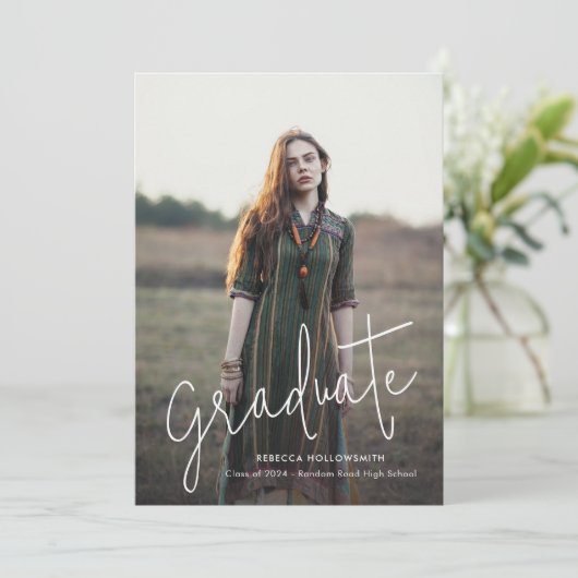 Elegant Grad Foto Abschluss Custom Ankündigung (Stehend Vorderseite)