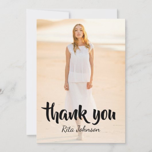 Elegant Grad Foto Senior High School Abschluss Dankeskarte (Vorderseite)