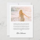 Elegant Grad Foto Senior High School Abschluss Dankeskarte (Rückseite)