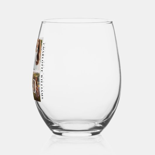 Elegant Grad Graduate Foto Collage Erinnerungen Weinglas Ohne Stiel (Links)