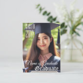 Elegant Grad Name Foto Class Year Abschluss Postkarte (Stehend Vorderseite)