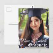 Elegant Grad Name Foto Class Year Abschluss Postkarte (Vorne/Hinten)