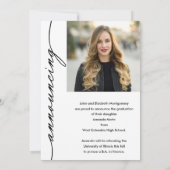 Elegant Grad Script Foto Abschluss Ankündigung (Rückseite)