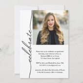 Elegant Grad Script Foto Abschluss Einladung (Rückseite)