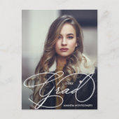 Elegant Grad Script Foto Abschluss Postkarte (Vorderseite)