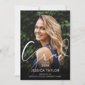 Elegant Grad Script Foto Graduation Party Einladung (Vorderseite)