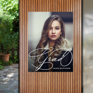 Elegant Grad Script Foto Graduation Party Poster