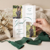 Elegant Grad Script French Stripe Photo Graduation Einladung