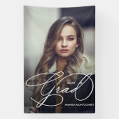 Elegant Grad Script Photo Graduation Party Banner (Vertikal)