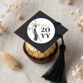 Elegant Grad Tassel Gold Bow Graduation Class of Runder Aufkleber