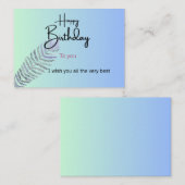 Elegant Gradient Birthday Card with Fern Leaf | Cu Begleitkarte (Vorne/Hinten)
