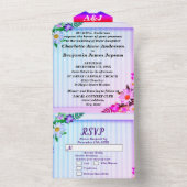 Elegant Gradient Lines Wedding All In One Einladung (Innen Boden)