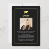 Elegant Graduate 2025 Black Gold Script 2 Fotos Ankündigung (Rückseite)