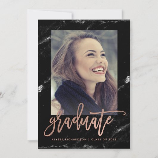Elegant Graduate | Marmor 2018 Foto Grad Party Einladung (Vorderseite)