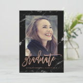 Elegant Graduate | Marmor 2018 Foto Grad Party Einladung (Stehend Vorderseite)