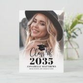 Elegant Graduate Photo Graduation Party Einladung (Stehend Vorderseite)