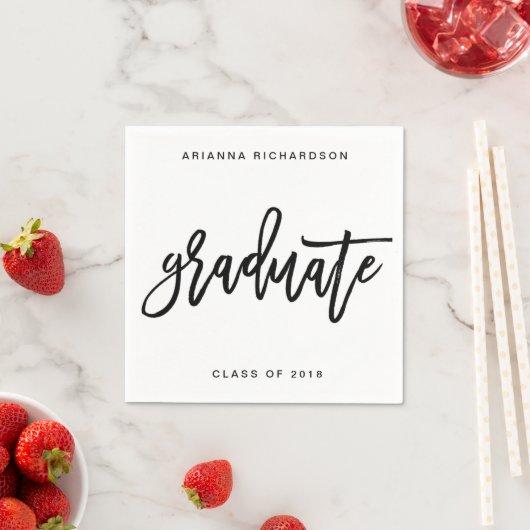 Elegant Graduate | Schwarz-Weiß-Script Serviette (Beispiel)
