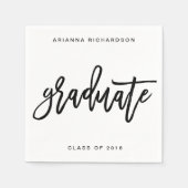 Elegant Graduate | Schwarz-Weiß-Script Serviette (Vorderseite)