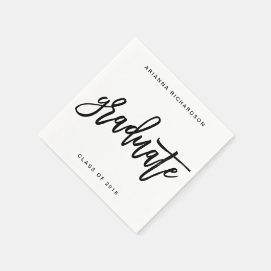 Elegant Graduate | Schwarz-Weiß-Script Serviette (Ecke)
