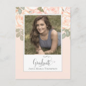 Elegant Graduate Watercolor Floral Blush Chic Postkarte (Vorderseite)
