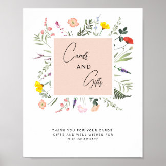 Elegant Graduate Wildflower Cards and Gifts Sign Poster