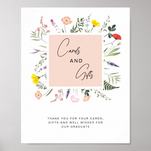 Elegant Graduate Wildflower Cards and Gifts Sign Poster (Vorne)