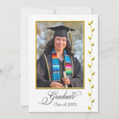 Elegant Graduation Announcement with Gold Ivy Ankündigung (Vorderseite)