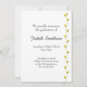 Elegant Graduation Announcement with Gold Ivy Ankündigung (Rückseite)