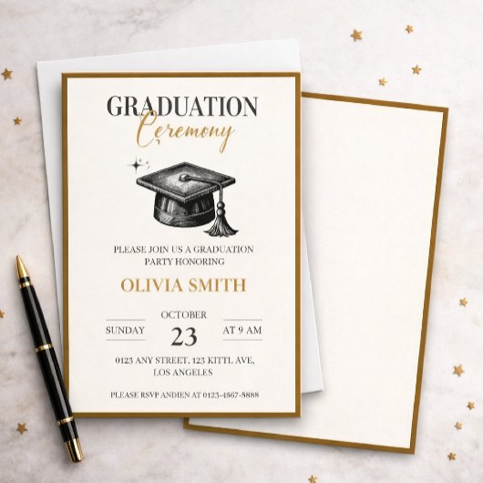 Elegant Graduation Ceremony Invitation Einladung