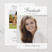 Elegant Graduation Invitation with Photo Einladung (Vorne/Hinten)