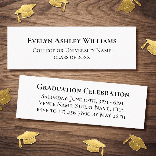 Elegant Graduation Name Invitation Insert Cards Mini Visitenkarte