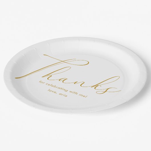 Elegant Graduation Party Danke Script Pappteller (Schrägansicht)