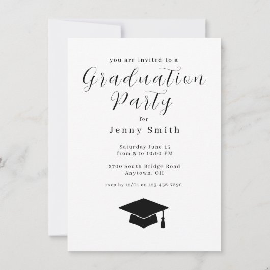 Elegant Graduation Party Invitation Einladung (Rückseite)